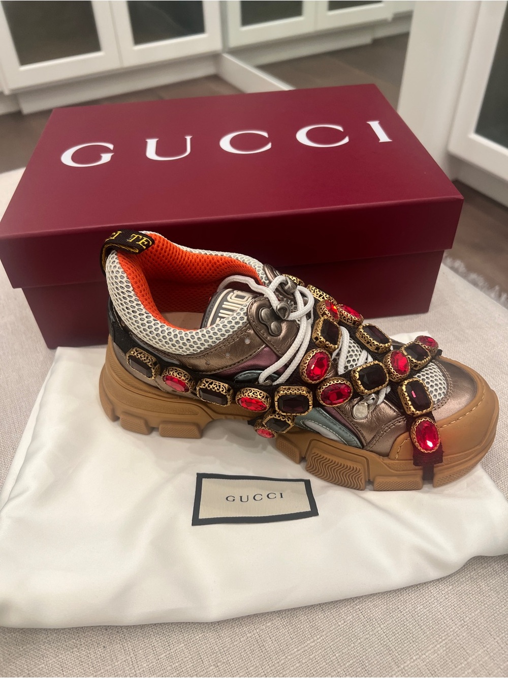 Gucci Wmns Sneakers with  Crystals 'Multi-Color Metallic'
